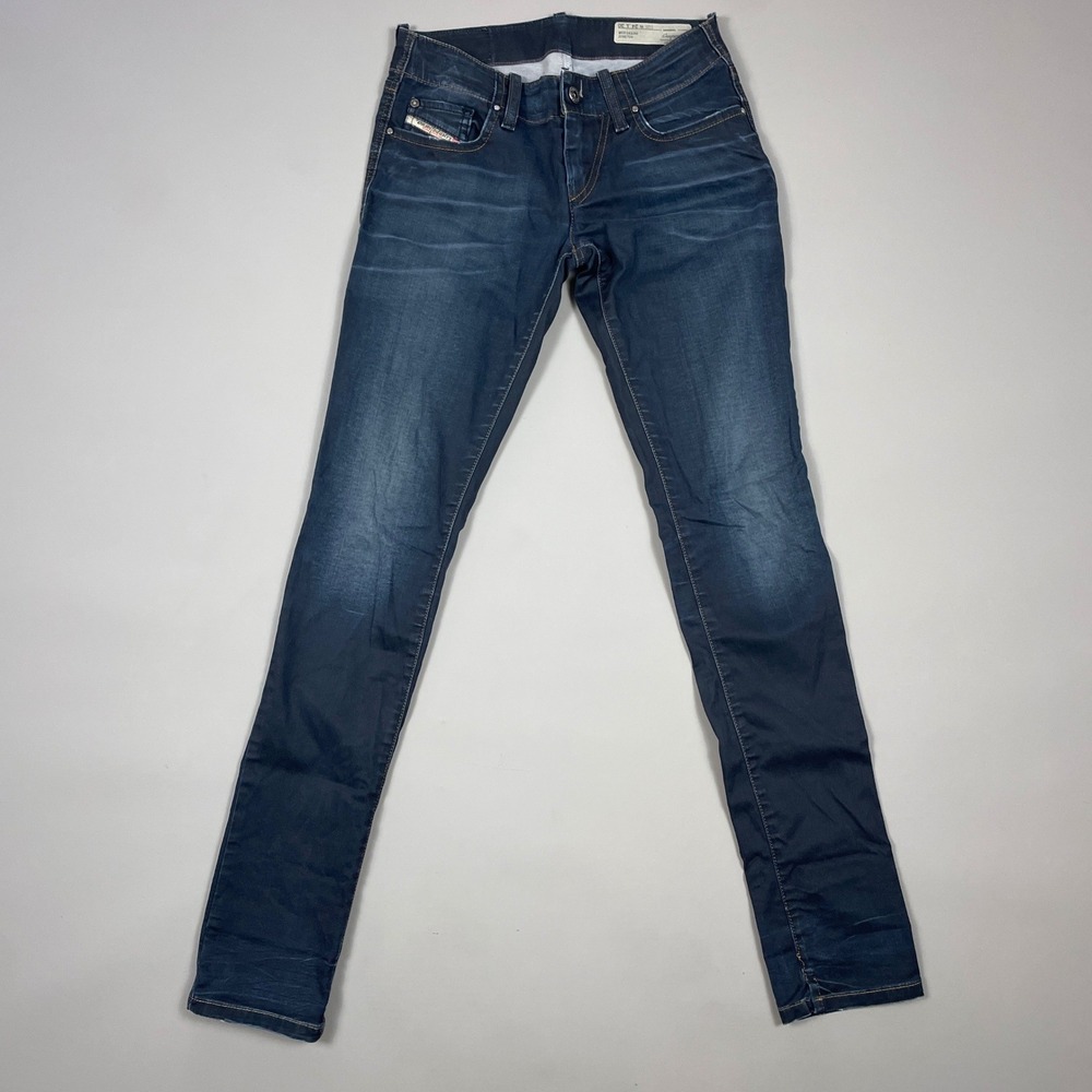 Diesel Grupee Super Slim Skinny Low Waist Dark Wash Stretch Jeans Womens 24x30